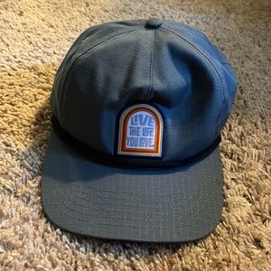 Big Accessories “Live the Life You Love” Hat, Light Blue, Flat Brim w/ Rope